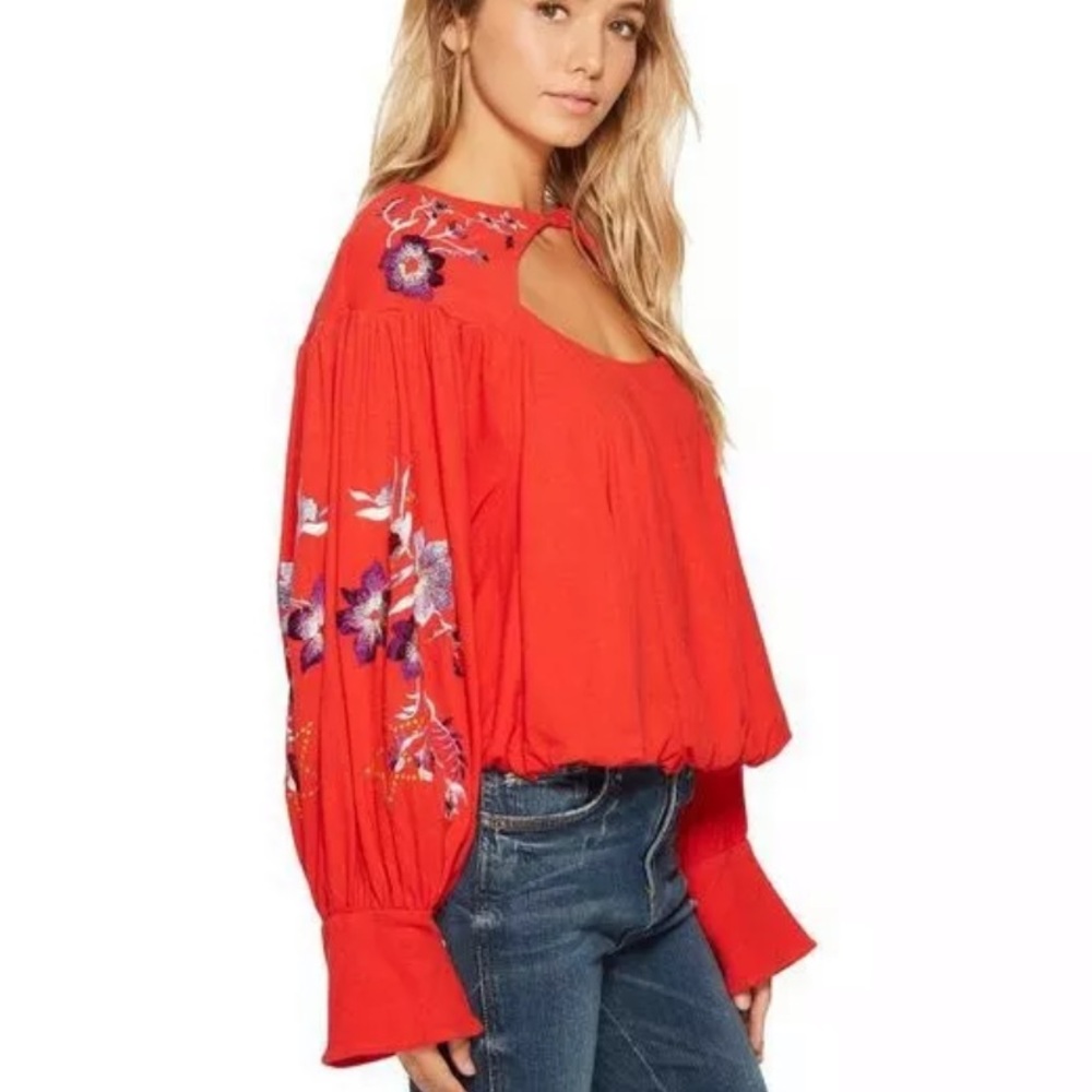 NWT Free People Lita Embroidered Cutout Top Medium